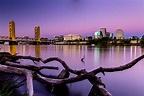 Sacramento skyline view from the Sacramento River at dusk | Sacramento ...