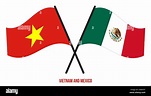Banderas de Vietnam y México cruzaron y agitando estilo plano ...
