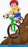 Dibujos Animados Monton Boy Mountain Biking Ilustración del Vector ...