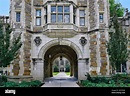 Gothic style stone building at University of Michigan, with arch ...