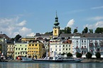 Lakeside view with buildings on shore in Gmunden, Austria image - Free ...