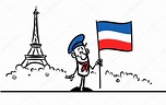Dibujos animados de bandera de Francia París, Torre Eiffel — Foto de ...