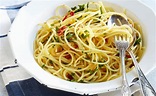Espaguetis con ajo y aceite o spaghetti aglio e olio