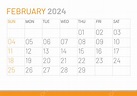 Calendar February 2024 Corporate Design Template Vector Desk, Calendar ...