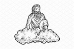 god on the cloud sketch vector | Object Illustrations ~ Creative Market
