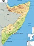 Large physical map of Somalia with roads, cities and airports | Somalia ...