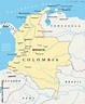Colombia political map with capital Bogota, national borders, most ...