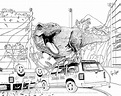 Jurassic Park T-rex Ryan Schuette Jurassic World Coloring Printable Adult Coloring Page Instant ...