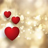 Valentine's Day background with hanging hearts on bokeh lights design ...