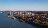 Yonkers by the Hudson River in New York in Autumn Aerial Stock Photo ...