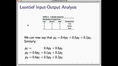 Leontief input/output analysis. - YouTube