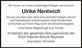 Traueranzeigen von Ulrike Nentwich | Trauer.HNA.de