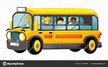 Divertido Autobús Amarillo Dibujos Animados Con Los Alumnos Ilustración ...