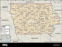 Politische Karte von Iowa Stockfotografie - Alamy