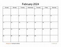 Basic Calendar for February 2024 | WikiDates.org