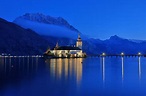 gmunden, Austria, Lake, Water, Mountains, Snow, Night, Sunset, Church ...