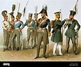 Soldados prusianos de variados rangos en 1814 con un Oficial General en ...