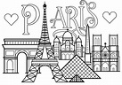 Parigi : Monumenti e testi famosi - Paris - Disegni da colorare per adulti