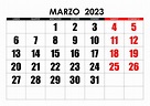 Marzo 2023 Calendario | 2023 Calendar