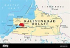 Kaliningrad Oblast, mappa politica. Regione di Kaliningrad, soggetto ...