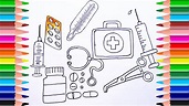 How to Draw Medical Doctor Kit for Kids | Coloring Pages Medicines ...