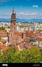 Historic town of Freiburg im Breisgau with famous Freiburg Minster ...