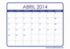 Calendario Abril 2014 | Calendarios para imprimir