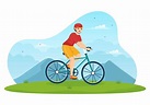 Mountain Biking Illustration with Cycling Down the Mountains for Sports ...