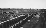 View of a section of the Neuengamme concentration camp after liberation ...