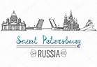 Conjunto de los monumentos de San Petersburgo, Rusia. Ilustración ...