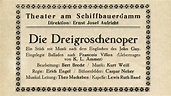 31.08.1928 - Uraufführung der "Dreigroschenoper", ZeitZeichen ...