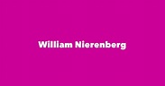 William Nierenberg - Spouse, Children, Birthday & More