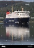Caledonian MacBrayne's MV Finlaggan arriving at the Kennacraig Ferry ...