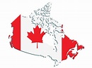 Mapa da bandeira do Canadá: Mapa do Canadá com a bandeira do interior