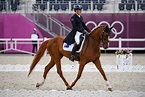 Andrew Hoy sets a good score in the Olympic eventing dressage