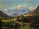 Josef Ringeisen, Münchner Maler, um 1900, Blick auf ein Dorf in den ...