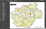 Bochum Stadtplan Stadtbezirke Stadtteile Topographie Vektorkarte