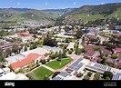 Aerial view above the campus of Cal Poly San Luis Obispo, California ...