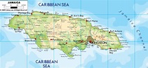 Physical Map of Jamaica - Ezilon Maps