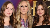 Sarah Jessica Parker supported by lookalike twin daughters in ...
