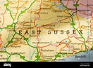 Mapa de East Sussex, UK Fotografía de stock - Alamy
