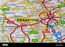 bradford y sus alrededores se muestran en un mapa de carreteras o. mapa ...