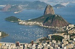 Aerial view of Sugarloaf Mountain and marina in Rio de Janeiro stock photo