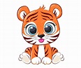 Ilustración de vector de dibujos animados lindo bebé tigre | Vector Premium