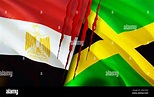 Egypt and Jamaica flags with scar concept. Waving flag,3D rendering ...