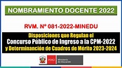 RVM. Nº 081-2022-MINEDU: Disposiciones que Regulan el Concurso Público ...