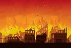 City In Fire Destroyed Burn Background, Catastrophe, Destruction ...