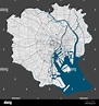 Carte de Tokyo. Plan détaillé de la zone administrative de Tokyo ...