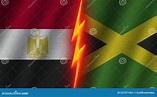 Jamaica and Egypt Flags Together, Fabric Texture, Thunder Icon, 3D ...