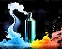 a flask filled with liquid and colored smoke by ai generated 22752642 ...